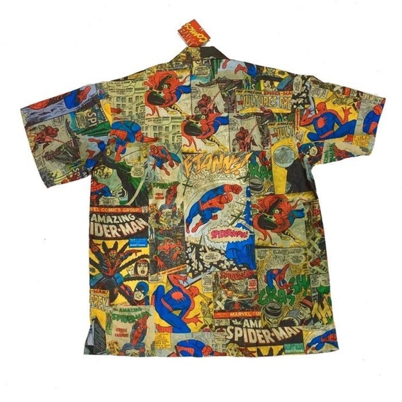 Marvel Comics x Ralph Marlin Spider-Man All Over Print NWOT Button Shirt - Picture 3 of 9